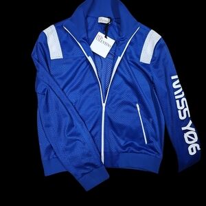 Valentino Royal Blue Bomber Jacket with White Highlights
